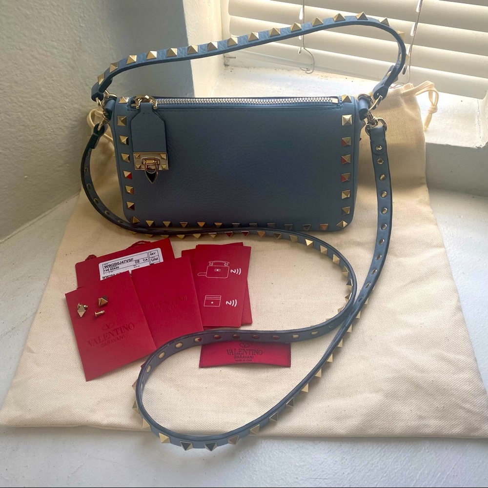 Valentino Authentic Small Rockstud calfskin crossbody bag